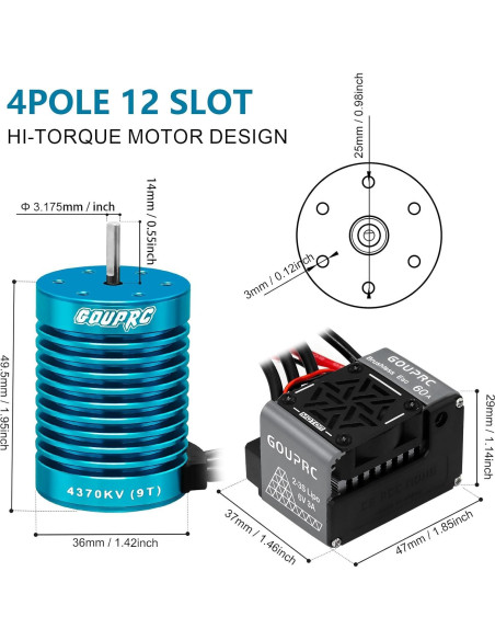 Motor sin escobillas GOUPRC S3650 9T 4370KV 181g para RC Motor sin escobillas GOUPRC S3650 9T 4370KV 181g para RC