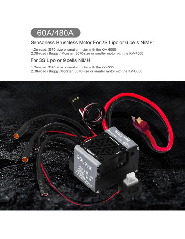 Motor sin escobillas GOUPRC S3650 9T 4370KV 181g ESC 60A