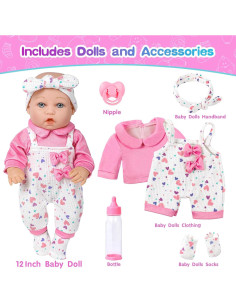 Muñeca XFEYUE 30 cm con ropa rosa y accesorios 2