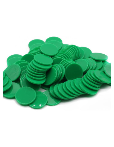 Juego de 100 Fichas de Plástico Verde para Aprendizaje 25 mm