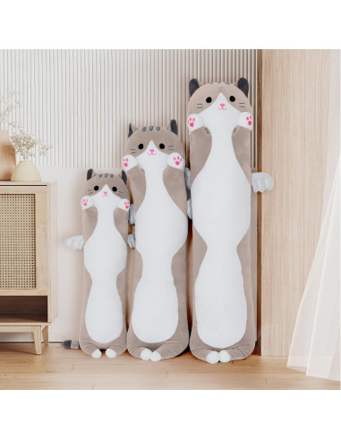Almohada de Gato de Peluche Zhengzhou 90cm Gris Suave