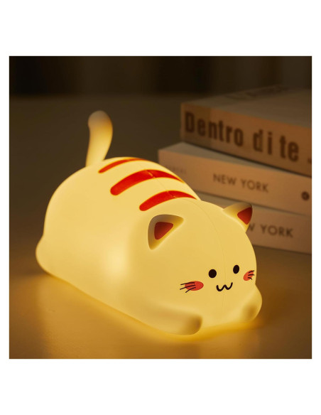 Luz Nocturna Gato Minetom Silicona 7 Colores Recargable Luz Nocturna Gato Minetom Silicona 7 Colores Recargable