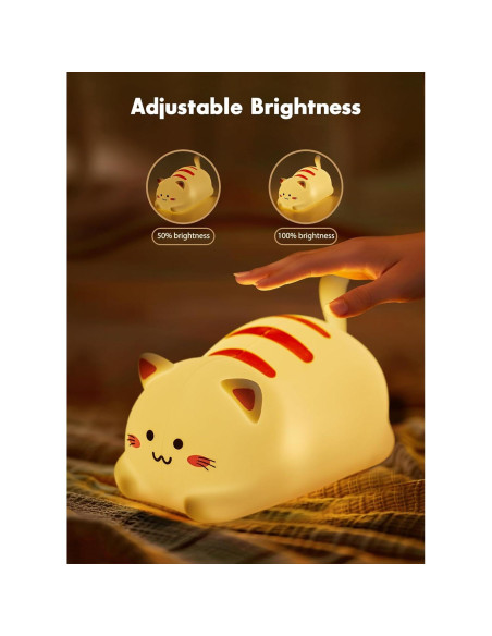 Luz Nocturna Gato Minetom Silicona 7 Colores Recargable Luz Nocturna Gato Minetom Silicona 7 Colores Recargable