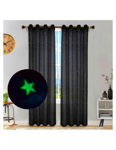 Cortinas Transparentes Eimilaly 2 Paneles 160 cm Estrellas
