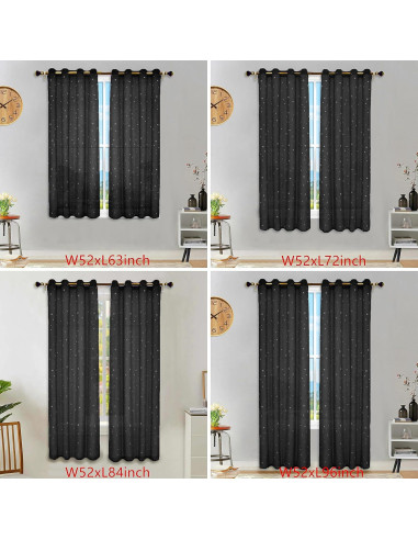 Cortinas Transparentes Eimilaly 2 Paneles 160 cm Estrellas