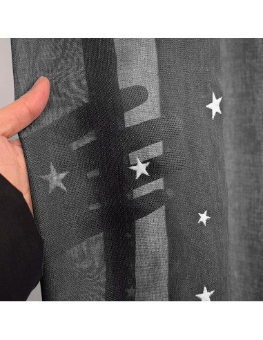 Cortinas Transparentes Eimilaly 2 Paneles 243 cm Negro