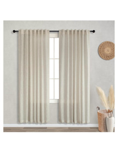 Cortinas KOUFALL de Lino 52x198 cm con Bolsillo Trasero