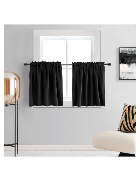 Cortinas DONREN 2 Paneles 42x60 cm Opacas para Baño Negro Cortinas DONREN 2 Paneles 42x60 cm Opacas para Baño Negro