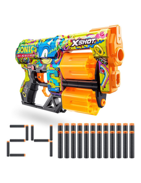 X-Shot Skins Dread Sonic Hyper Spike Blaster con 24 Dardos X-Shot Skins Dread Sonic Hyper Spike Blaster con 24 Dardos