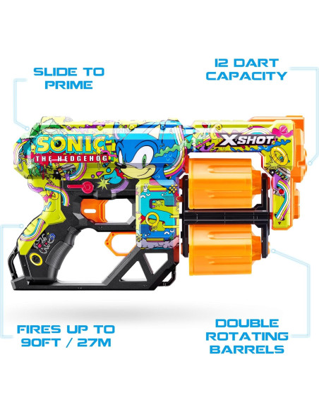 X-Shot Skins Dread Sonic Hyper Spike Blaster con 24 Dardos X-Shot Skins Dread Sonic Hyper Spike Blaster con 24 Dardos