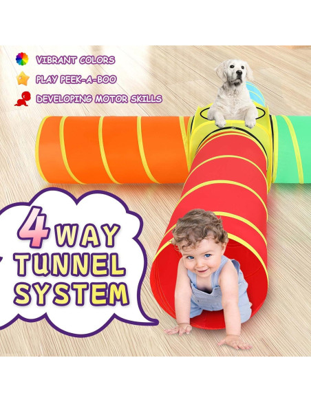Túnel de Juego Moncoland 4 Vías para Niños y Mascotas Túnel de Juego Moncoland 4 Vías para Niños y Mascotas