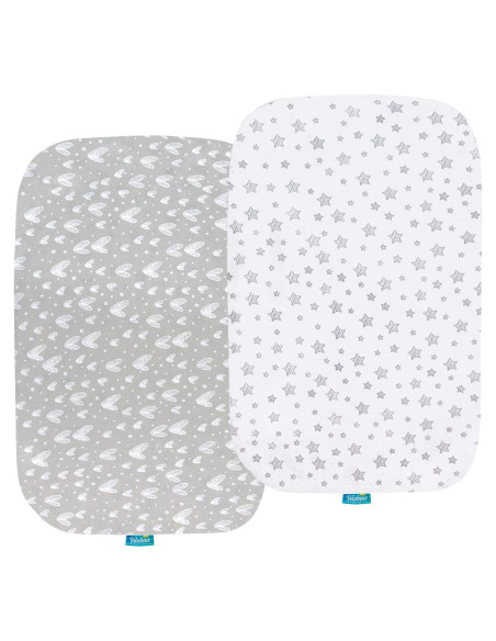 Sábanas para cuna Biloban 2 paquetes algodón gris suave Sábanas para cuna Biloban 2 paquetes algodón gris suave