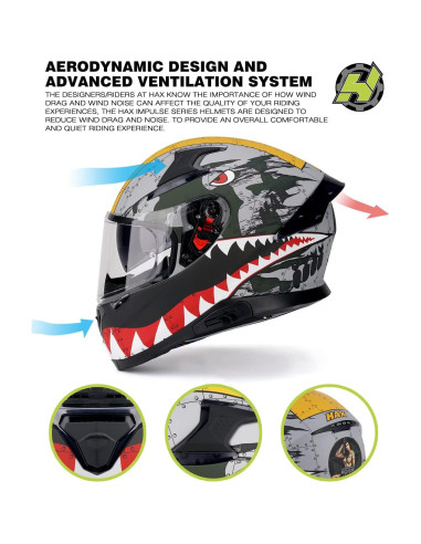 Casco HAX Impulse Mediano DOT con visor Pinlock
