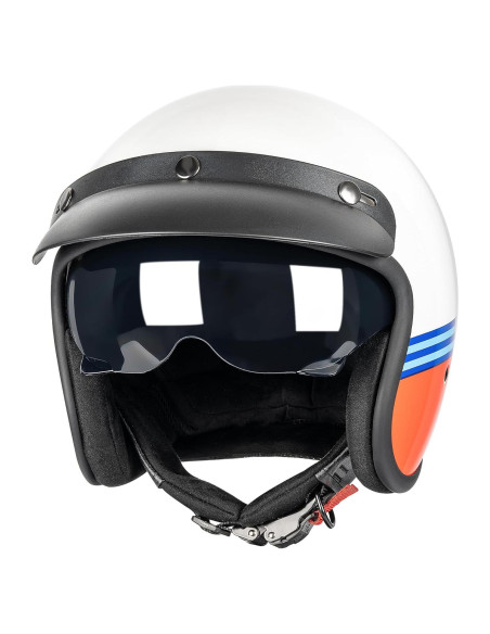 Casco Retro Abierto 3/4 Yesmotor 818 Vintage Blanco-Rojo Casco Retro Abierto 3/4 Yesmotor 818 Vintage Blanco-Rojo
