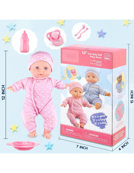 Muñecas Gemelas Toy Choi - Cuerpo Blando 30 cm con Accesorios Muñecas Gemelas Toy Choi - Cuerpo Blando 30 cm con Accesorios