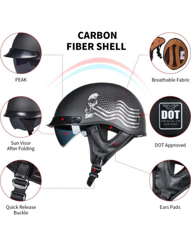 Casco Abierto VCOROS A200 Fibra Carbono Calavera L