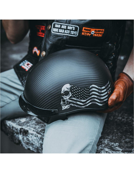 Casco Abierto VCOROS A200 Fibra Carbono Calavera L Casco Abierto VCOROS A200 Fibra Carbono Calavera L