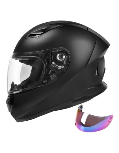 Casco de motocicleta JAGASOL XL Negro mate con visera extra