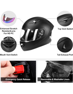 Casco de motocicleta JAGASOL XL Negro mate con visera extra 2