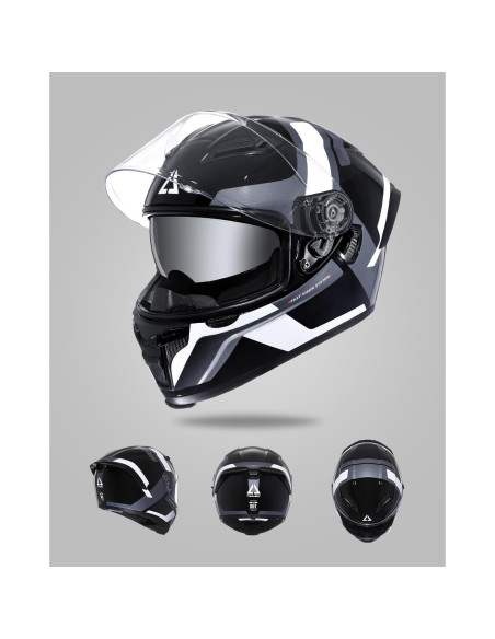 Casco Integral TRIANGLE FF351 Doble Visor Negro Blanco Casco Integral TRIANGLE FF351 Doble Visor Negro Blanco