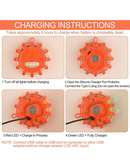 Luces de Emergencia Recargables Vancle Naranjas 3 Paquetes Luces de Emergencia Recargables Vancle Naranjas 3 Paquetes