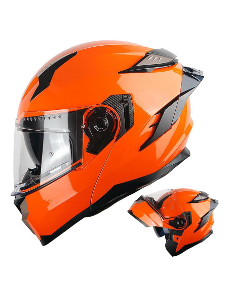 Casco Modular 1Storm HJA119 Doble Lente Antivaho Naranja Casco Modular 1Storm HJA119 Doble Lente Antivaho Naranja
