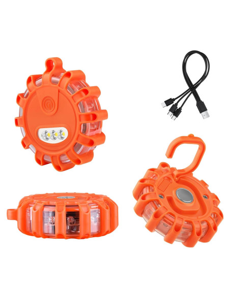 Kit de 3 Balizas LED Recargables de Seguridad AK - Impermeables Kit de 3 Balizas LED Recargables de Seguridad AK - Impermeables