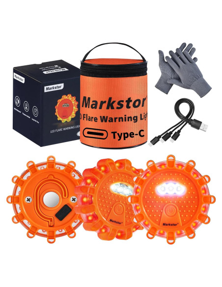 Flares LED de Emergencia Markstor - 3 Paquete Recargable USB Flares LED de Emergencia Markstor - 3 Paquete Recargable USB