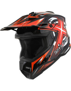 Casco de Motocross 1Storm HF801 Naranja + Gafas + Guantes 2