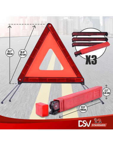 Triángulos de Advertencia DSV Estándar - Paquete de 3