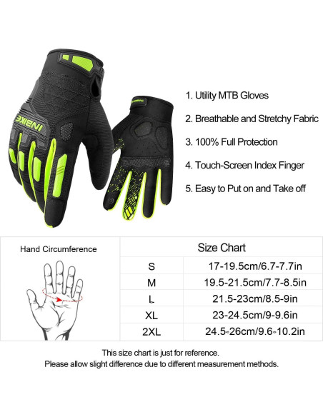 Guantes de Montaña INBIKE Táctiles con Almohadilla EVA Verde Guantes de Montaña INBIKE Táctiles con Almohadilla EVA Verde