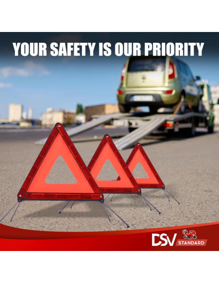 Triángulos de Advertencia DSV Estándar - Paquete de 3 Triángulos de Advertencia DSV Estándar - Paquete de 3