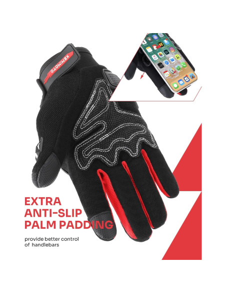 Guantes de Motocicleta KEMIMOTO M Rojo Transpirables Guantes de Motocicleta KEMIMOTO M Rojo Transpirables