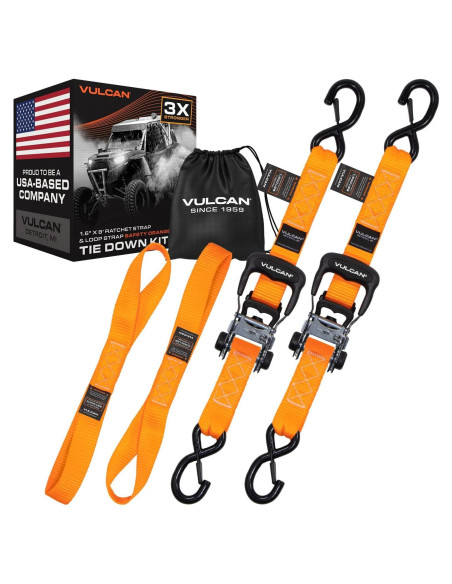Correas de Amarre VULCAN 1.6" x 2-Pack 726kg Naranja Correas de Amarre VULCAN 1.6" x 2-Pack 726kg Naranja