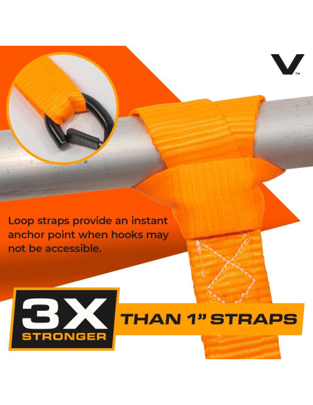 Correas de Amarre VULCAN 1.6" x 2-Pack 726kg Naranja Correas de Amarre VULCAN 1.6" x 2-Pack 726kg Naranja