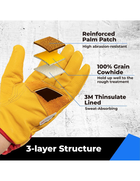 Guantes de Trabajo Toolant 2 Pares Cuero Extragrande Invierno Guantes de Trabajo Toolant 2 Pares Cuero Extragrande Invierno