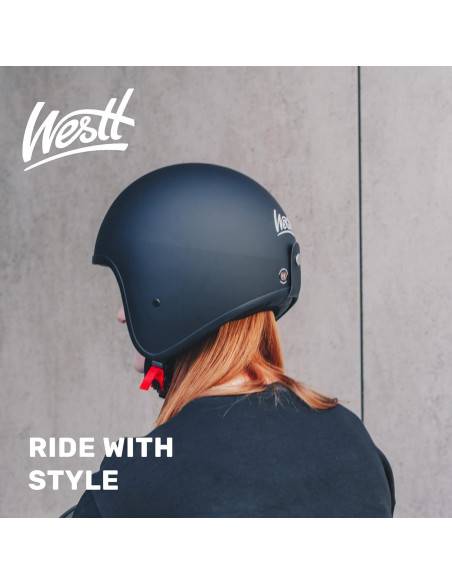 Casco de Moto Abierto Westt Vintage 3/4 Negro Mate Casco de Moto Abierto Westt Vintage 3/4 Negro Mate