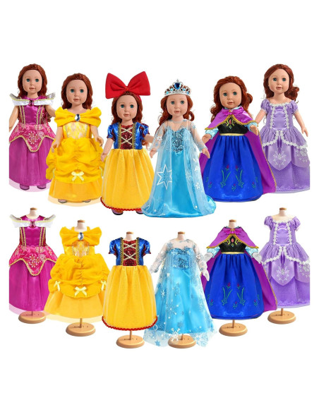 Ropa de Muñeca 18 Pulgadas WONDOLL 6 Vestidos Princesa Ropa de Muñeca 18 Pulgadas WONDOLL 6 Vestidos Princesa