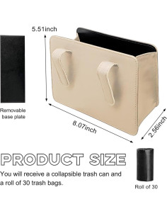 Cubo de Basura Plegable para Auto Yourkar Beige 1.89L 2