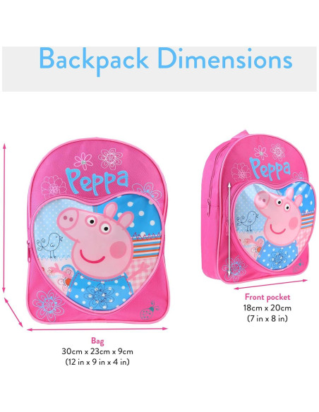 Mochila Peppa Pig Rosa para Niñas con Bolsillo Frontal Mochila Peppa Pig Rosa para Niñas con Bolsillo Frontal