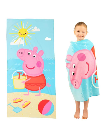 Toalla de Playa Franco Peppa Pig 100% Reciclada 147x71 cm Toalla de Playa Franco Peppa Pig 100% Reciclada 147x71 cm