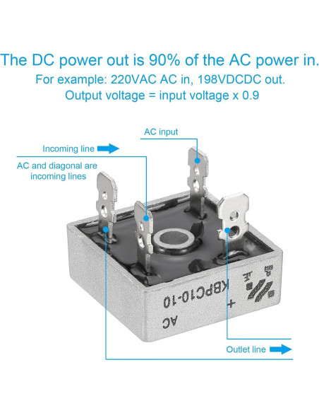 Diodo Rectificador PATIKIL KBPC10-10 10A 1000V 6 Pcs Diodo Rectificador PATIKIL KBPC10-10 10A 1000V 6 Pcs