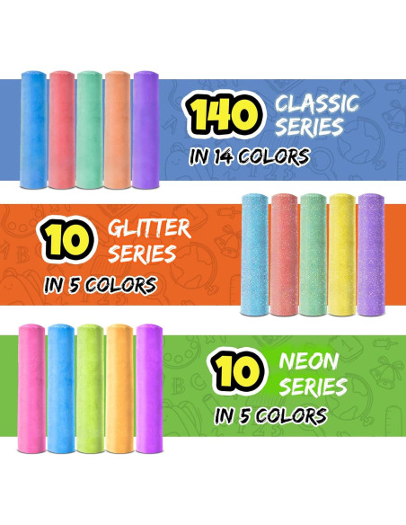 Set de 160 Tizas de Acera Fat Zebra - 14 Colores Vibrantes Set de 160 Tizas de Acera Fat Zebra - 14 Colores Vibrantes