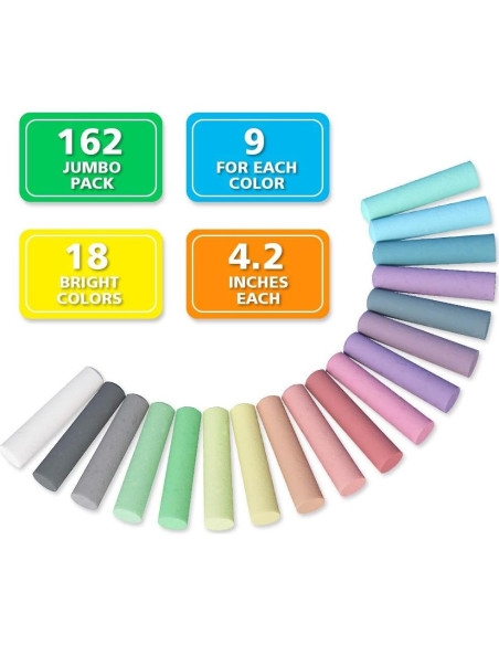 Tiza de Acera Feela 162 Piezas 18 Colores Jumbo para Niños Tiza de Acera Feela 162 Piezas 18 Colores Jumbo para Niños