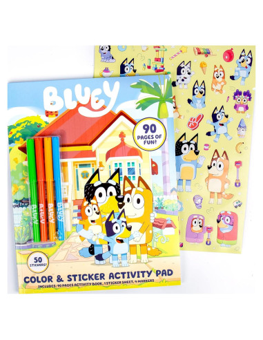 Libro para Colorear Bluey - 90 Páginas y Stickers