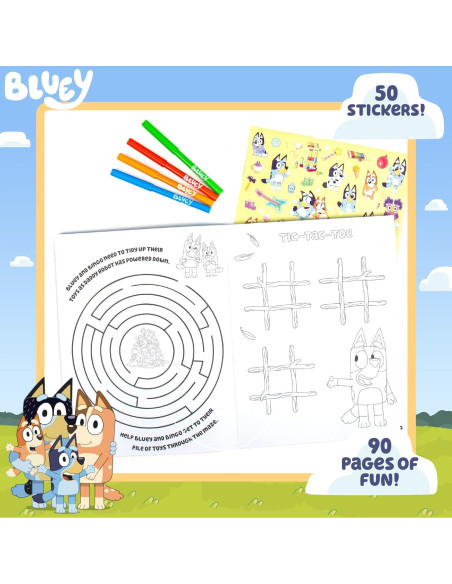 Libro para Colorear Bluey - 90 Páginas y Stickers Libro para Colorear Bluey - 90 Páginas y Stickers