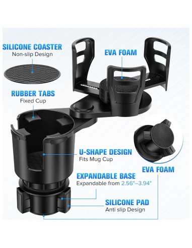 Expansor Soporte Tazas Auto TSAKBAM TB-016 Ajustable Negro