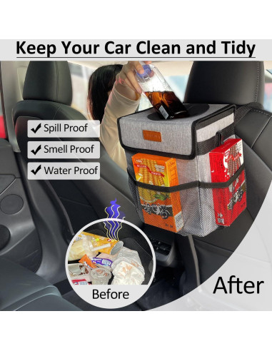 Bote de Basura para Auto ELONGRIVER 7.57L Gris Plegable