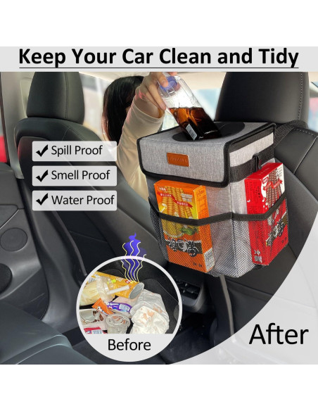 Bote de Basura para Auto ELONGRIVER 7.57L Gris Plegable Bote de Basura para Auto ELONGRIVER 7.57L Gris Plegable