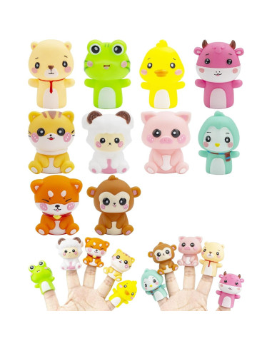 Conjunto de Marionetas de Dedos AQKILO, 10 Animales Educativos